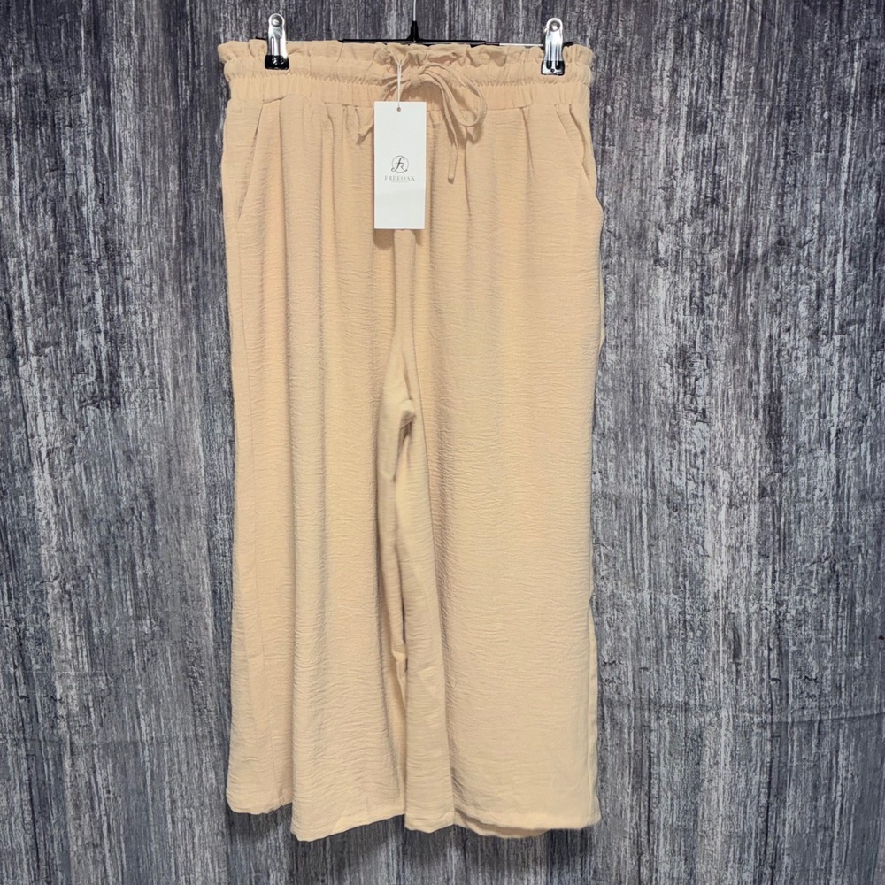 NWT Freeoak Capri High Waisted Wide Leg Casual Lounge Pant Capris Women M - Picture 2 of 11